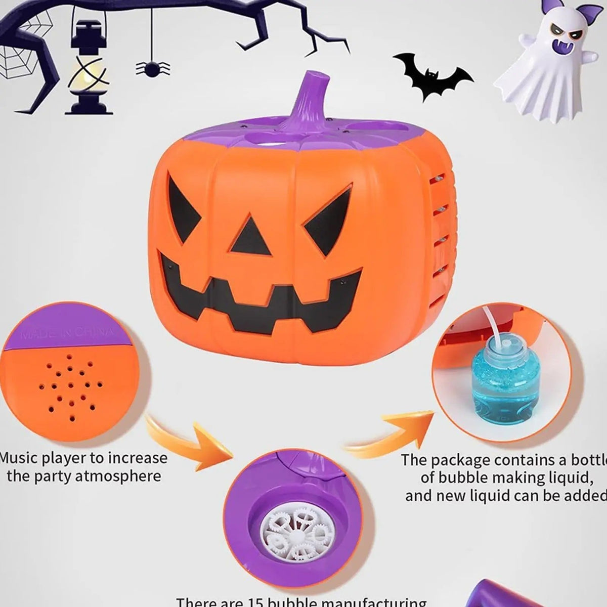 Enchanting Pumpkin Bubble Blaster with LED Lights for Festive Occasions