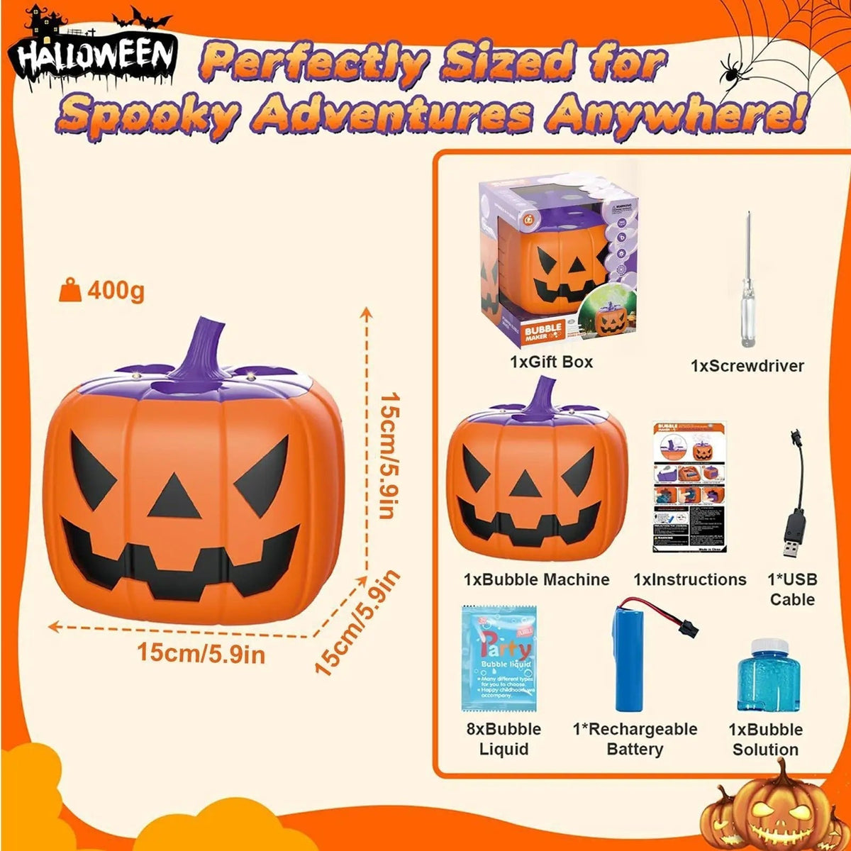 Enchanting Pumpkin Bubble Blaster with LED Lights for Festive Occasions