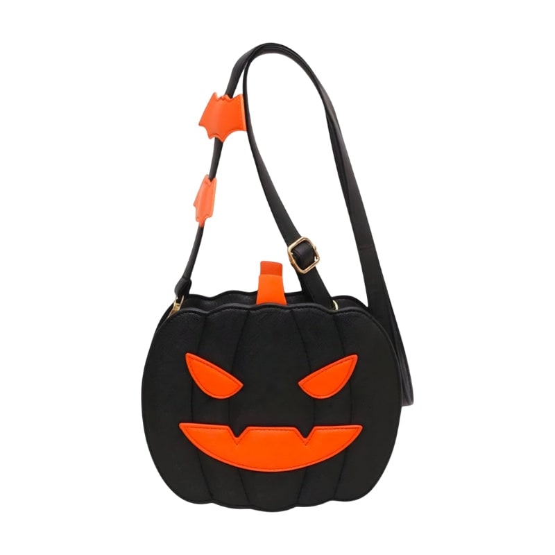 Festive Pumpkin Handbag with Bat Details for Halloween Fun