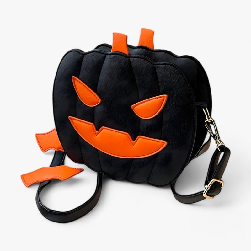 Festive Pumpkin Handbag with Bat Details for Halloween Fun
