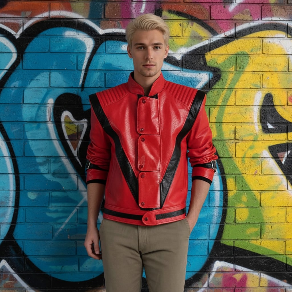 Vibrant Red Faux Leather Biker Jacket for Halloween