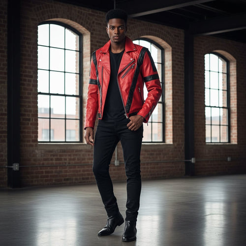 Vibrant Red Faux Leather Biker Jacket for Halloween