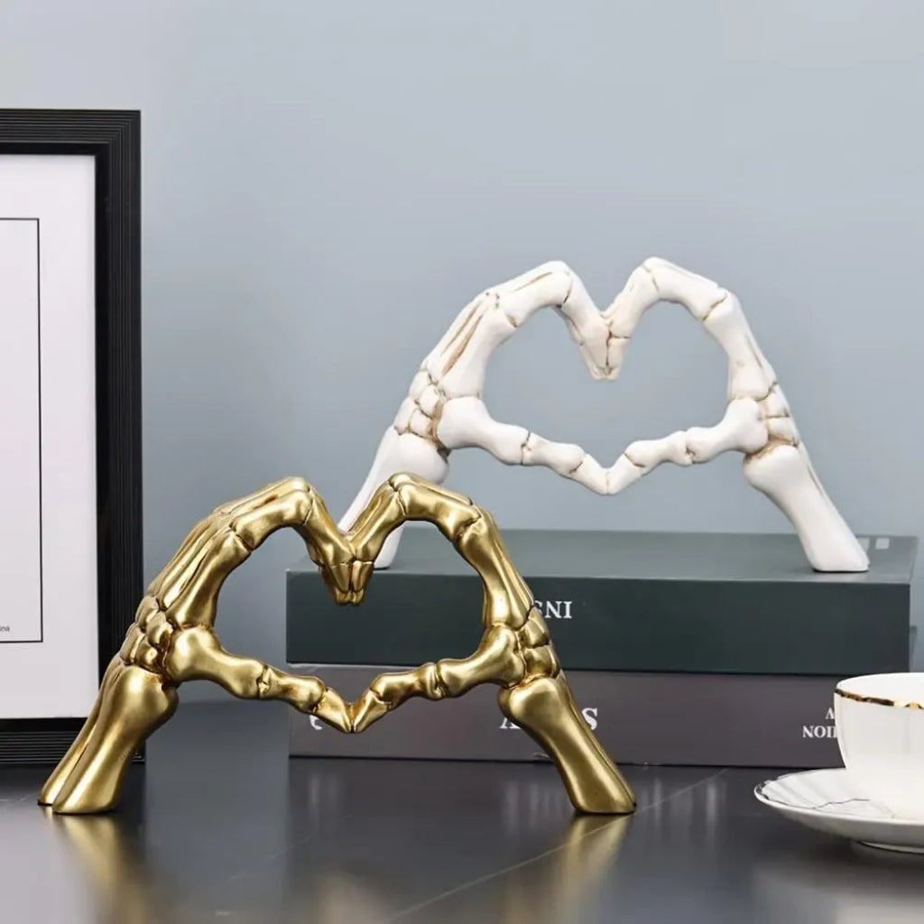 Gothic Heart Hands Skeleton Sculpture for Halloween Decor