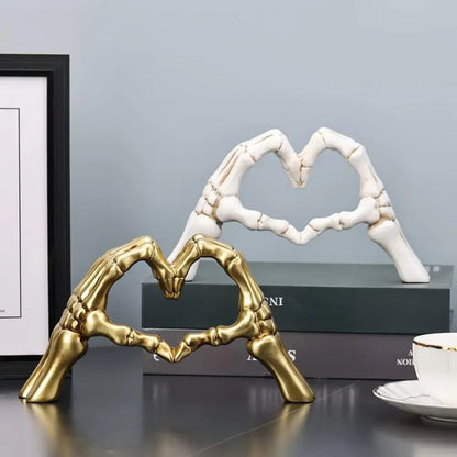 Gothic Heart Hands Skeleton Sculpture for Halloween Decor