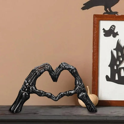Gothic Heart Hands Skeleton Sculpture for Halloween Decor