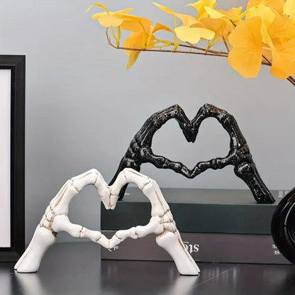 Gothic Heart Hands Skeleton Sculpture for Halloween Decor
