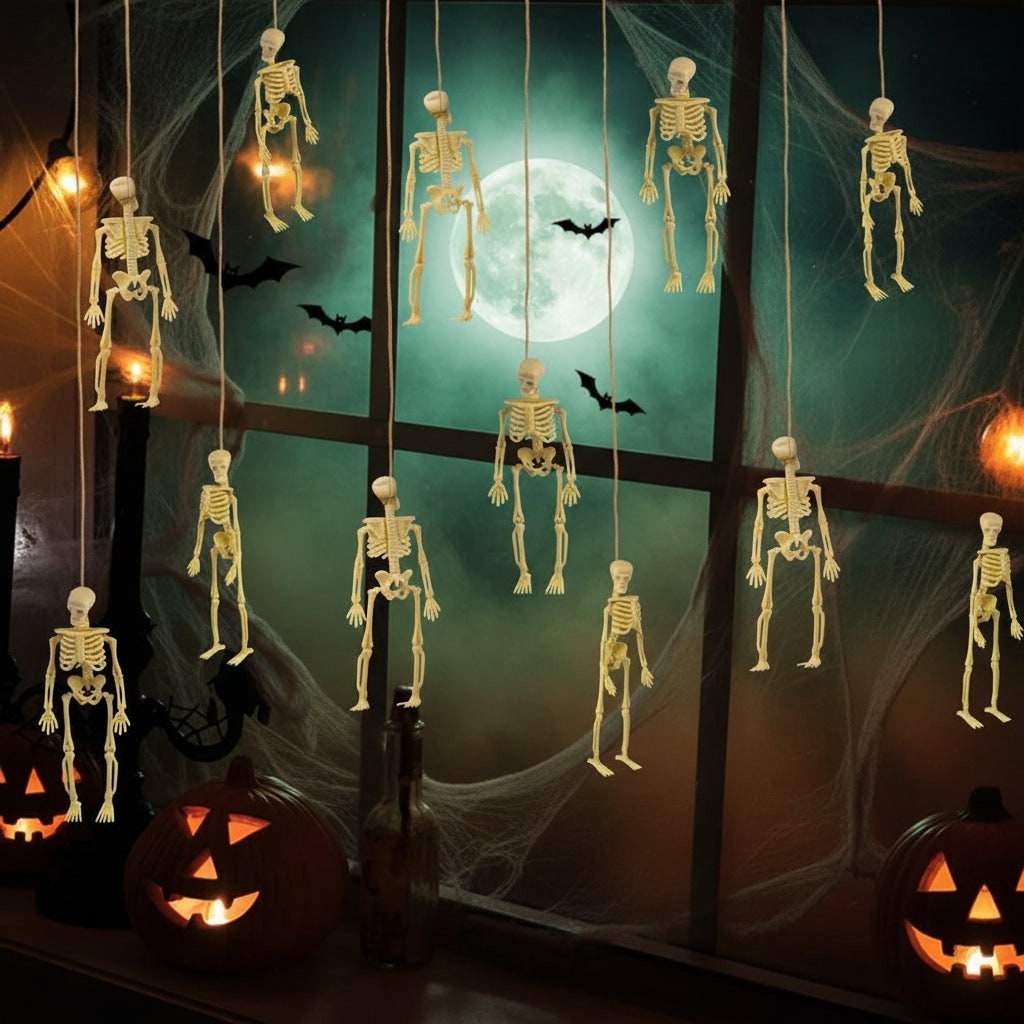 Poseable Mini Skeleton Figurines for Spooky Halloween Decor