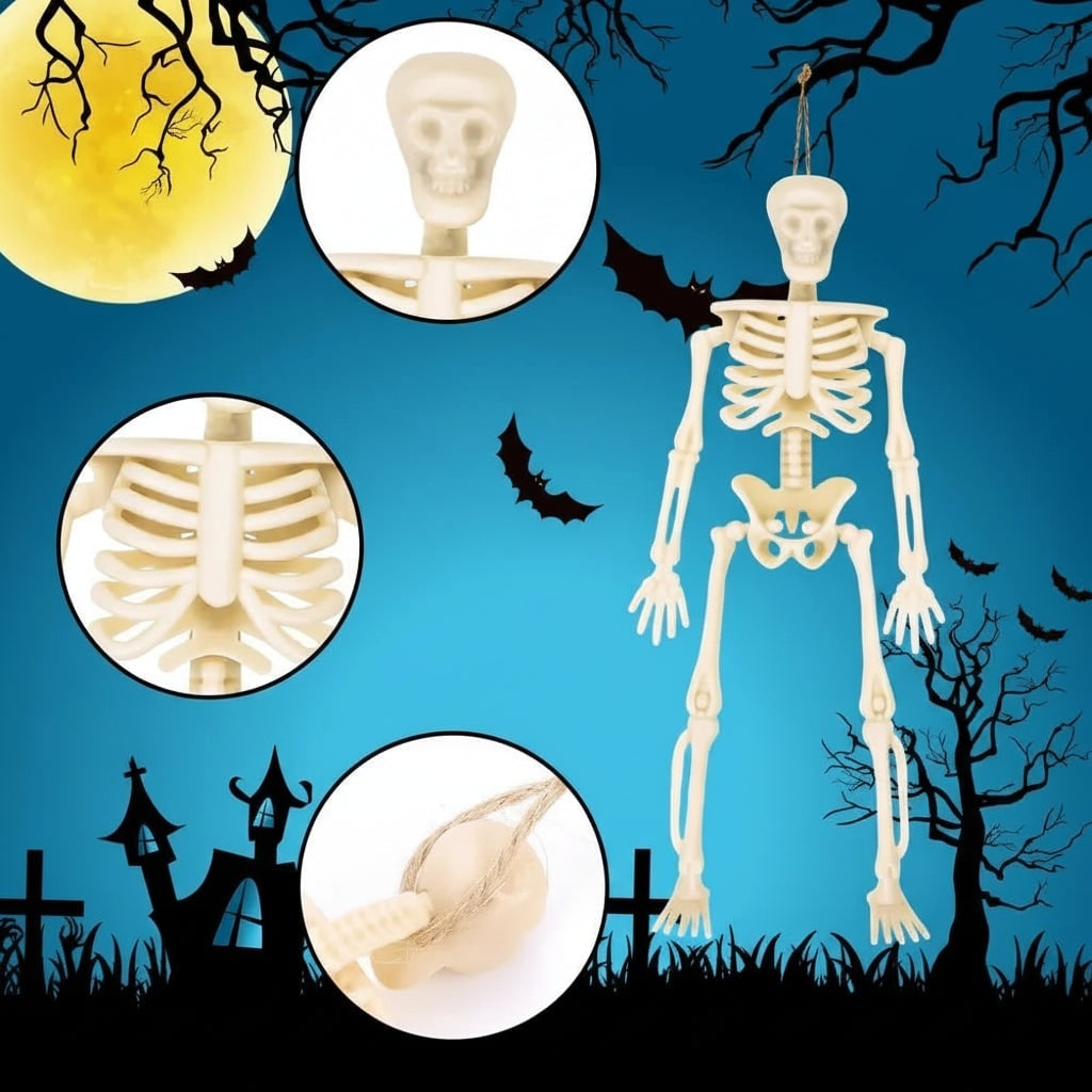 Miniature Poseable Skeleton Figures for Halloween Decor