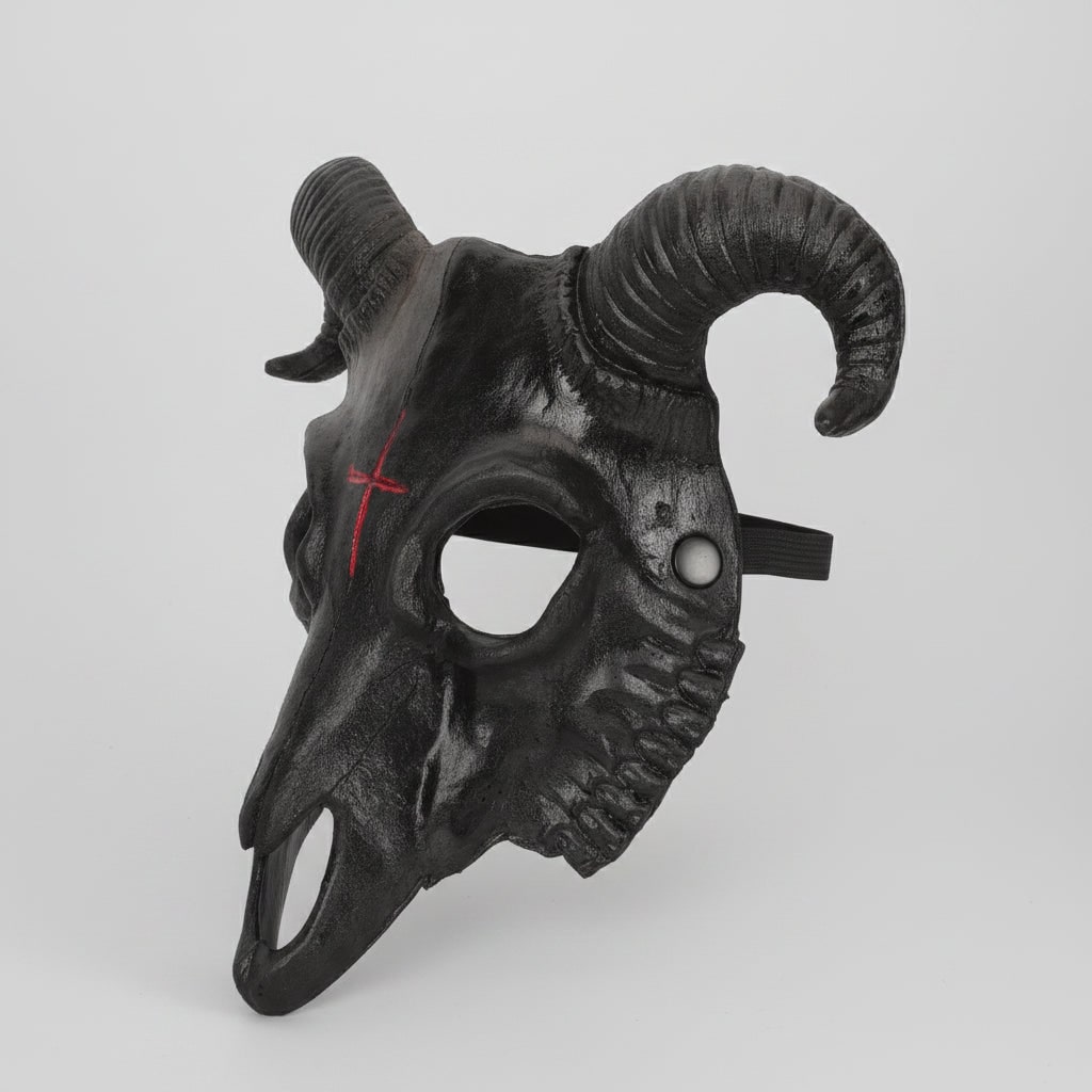 Menacing Goat Skull Mask with Horns for Halloween Events