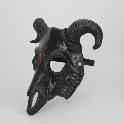 Menacing Goat Skull Mask with Horns for Halloween Events