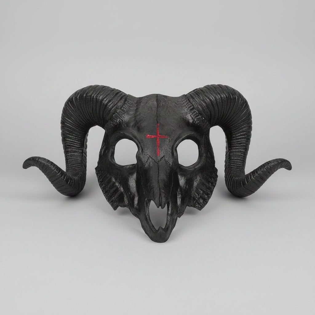 Menacing Goat Skull Mask with Horns for Halloween Events