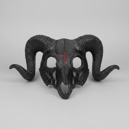 Menacing Goat Skull Mask with Horns for Halloween Events