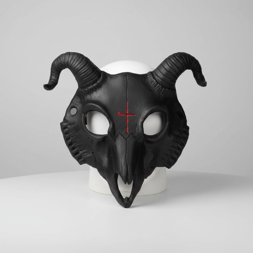 Menacing Goat Skull Mask with Horns for Halloween Events