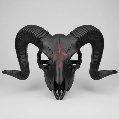 Menacing Goat Skull Mask with Horns for Halloween Events