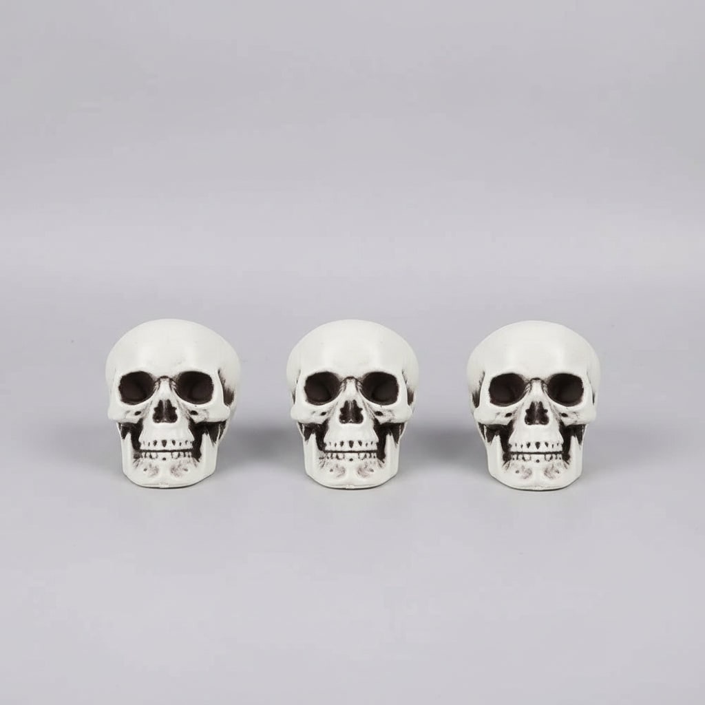 Set of 10 Miniature Skull Decorations for Halloween Festivities