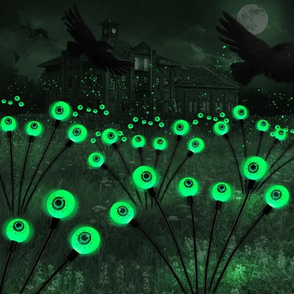 Spooky Solar Garden Lights with Creepy Eyeball Stakes for Halloween
