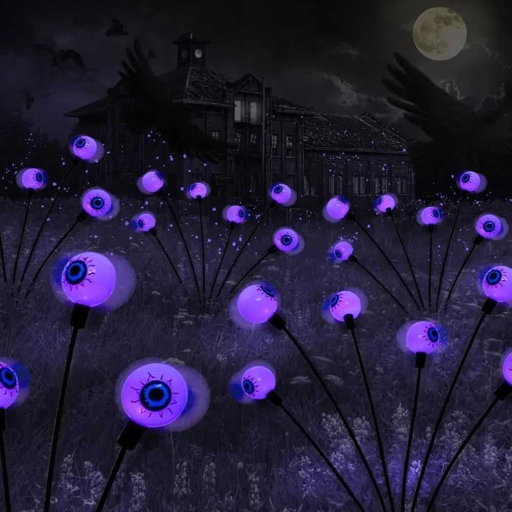 Spooky Solar Garden Lights with Creepy Eyeball Stakes for Halloween