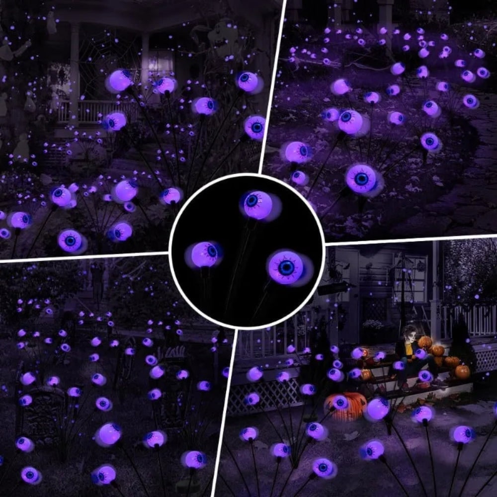 Spooky Solar Garden Lights with Creepy Eyeball Stakes for Halloween