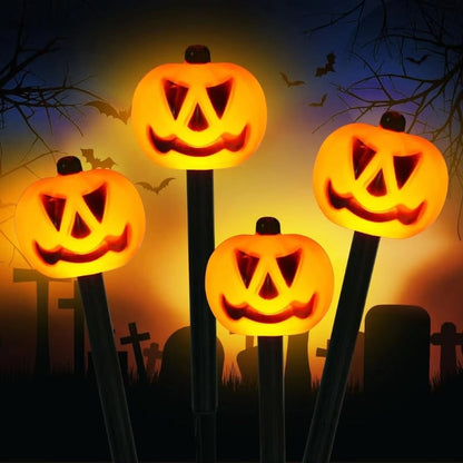 Set of 5 Solar-Powered Pumpkin Pathway Lights for Halloween