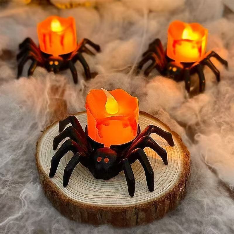 Spooky Spider LED Tea Lights – Battery Operated Halloween Decor