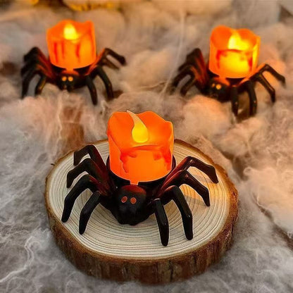 Spooky Spider LED Tea Lights – Battery Operated Halloween Decor