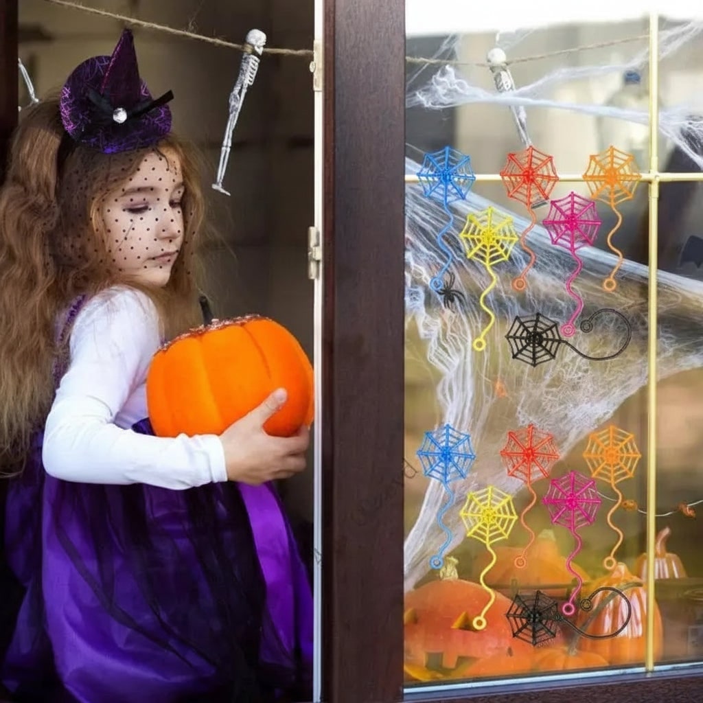 Spooky Stretchy Webs for Halloween Fun - Indoor Decor Set