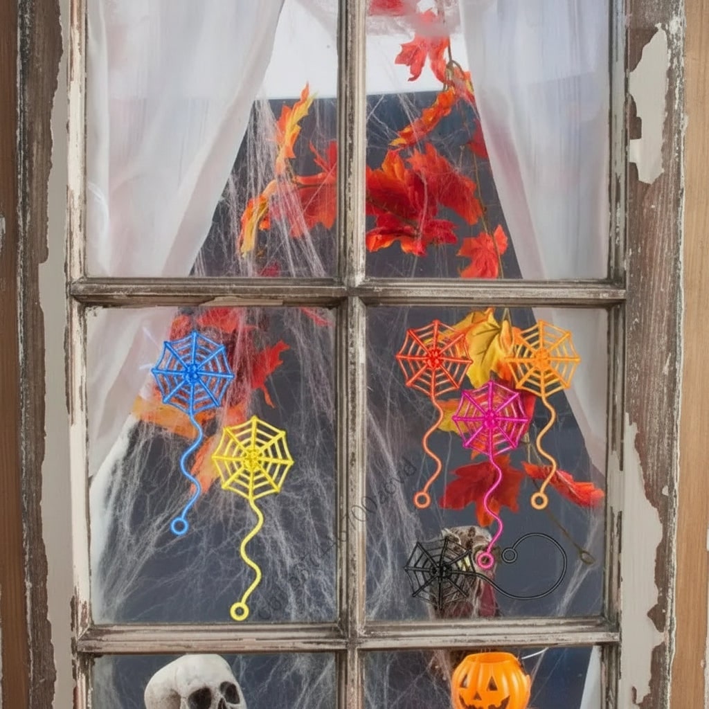 Spooky Stretchy Webs for Halloween Fun - Indoor Decor Set