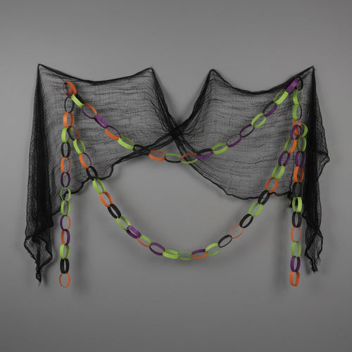 Eerie Black Mesh Fabric for Haunting Halloween Decor