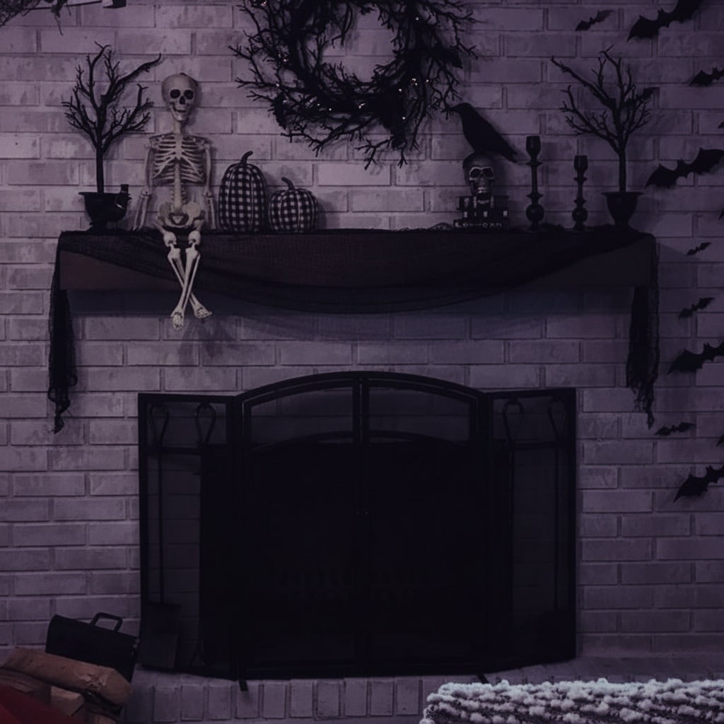 Eerie Black Mesh Fabric for Haunting Halloween Decor