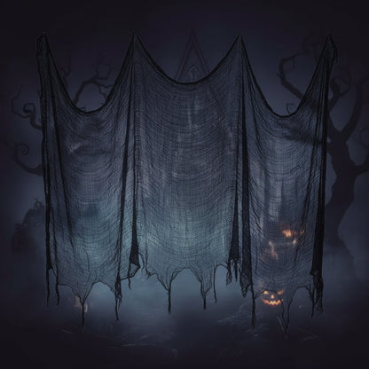Eerie Black Mesh Fabric for Haunting Halloween Decor