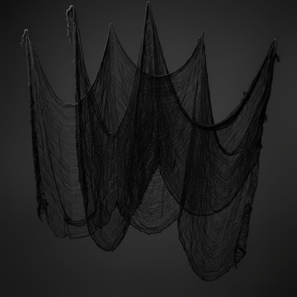 Eerie Black Mesh Fabric for Haunting Halloween Decor