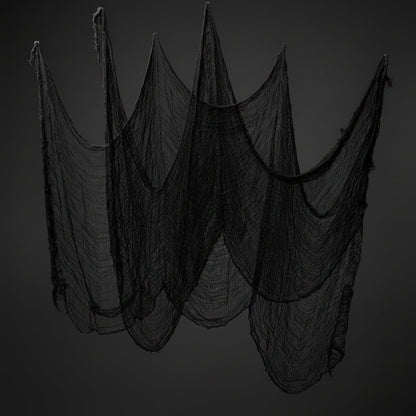 Eerie Black Mesh Fabric for Haunting Halloween Decor