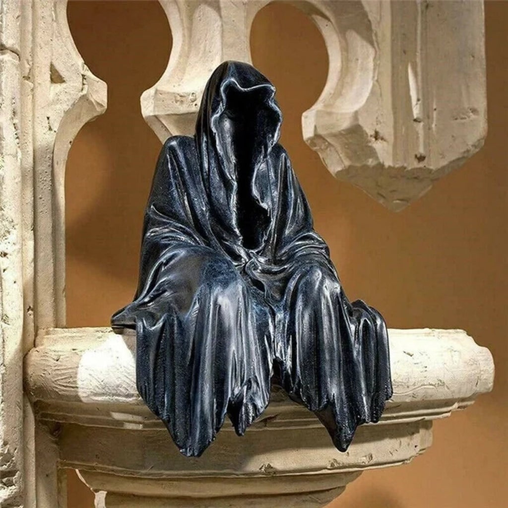 Eerie Hooded Reaper Figurine for Spooky Decor