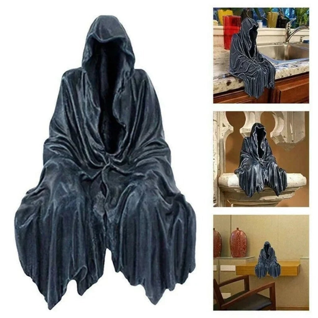 Eerie Hooded Reaper Figurine for Spooky Decor