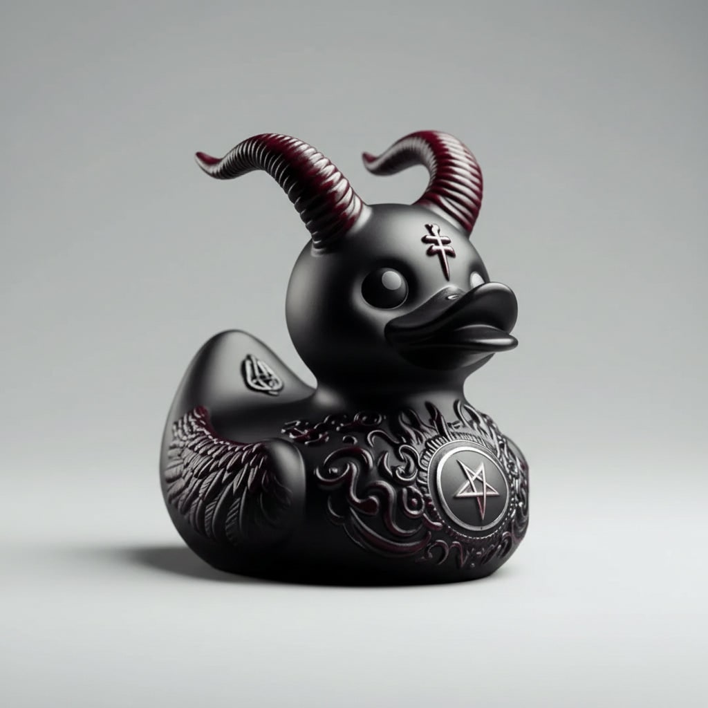 Gothic Halloween Duckling with Devilish Accents