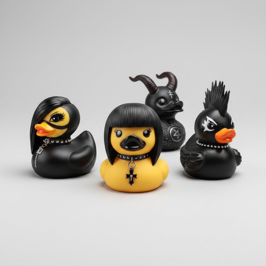 Gothic Halloween Duckling with Devilish Accents