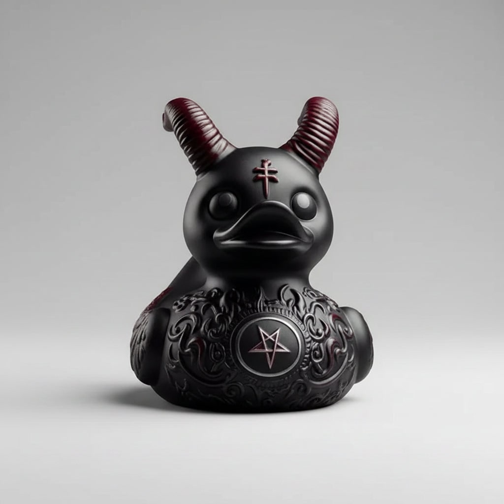 Gothic Halloween Duckling with Devilish Accents