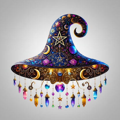 Magical Stained Glass Witch Hat Window Charm for Halloween