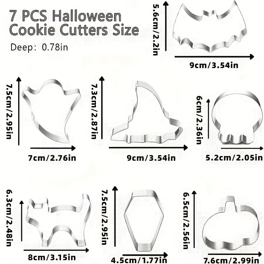 Festive Halloween Cookie Cutters Set – 7 Unique Shapes
