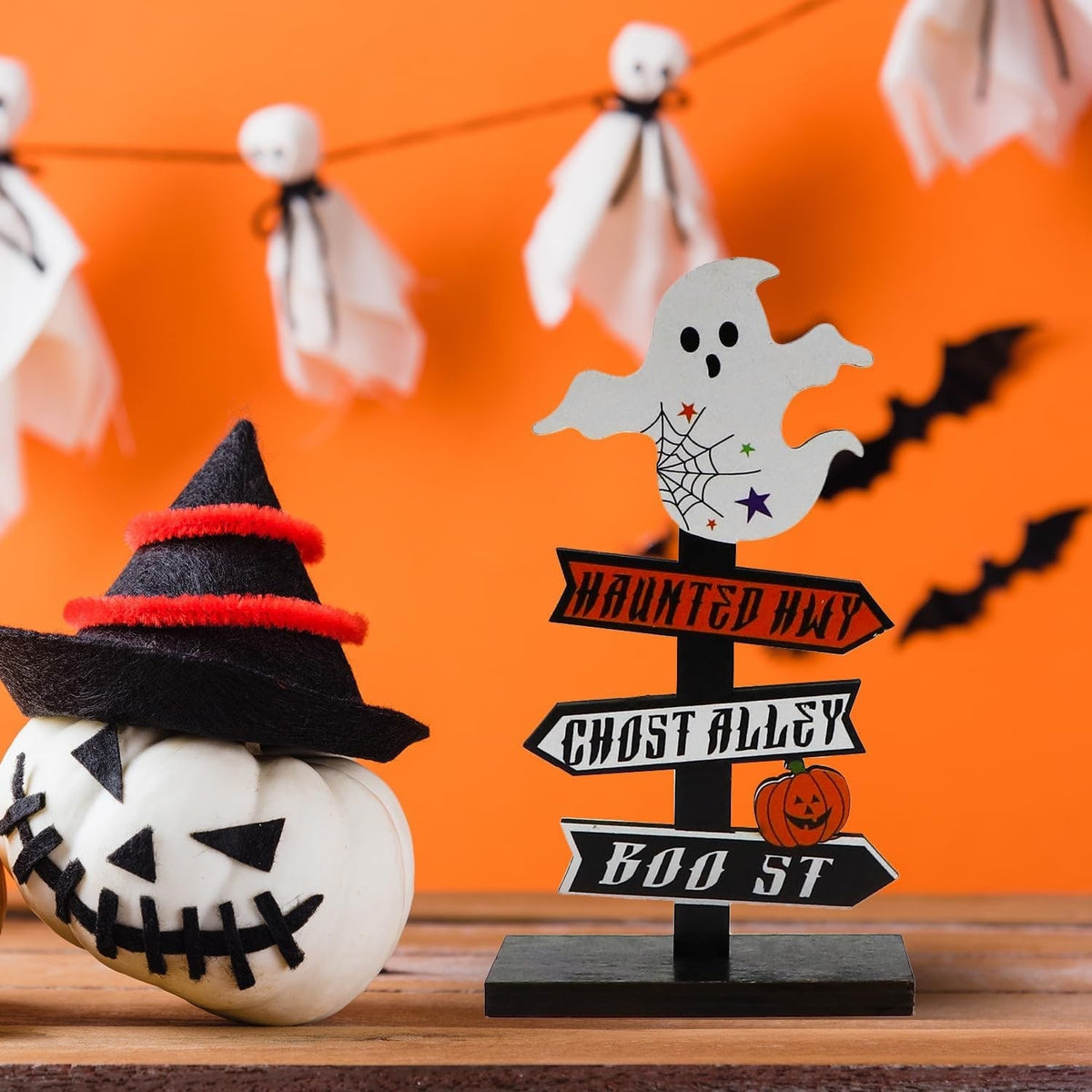 Whimsical Halloween Directional Sign for Festive Table Decor