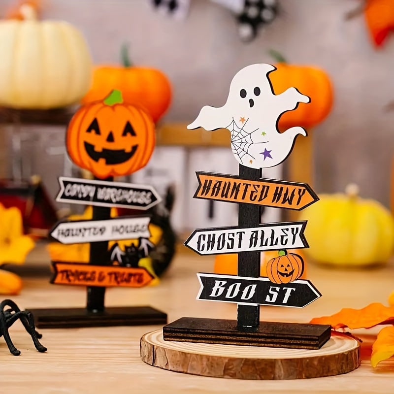 Whimsical Halloween Directional Sign for Festive Table Decor