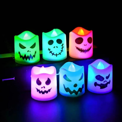 Spooktacular LED Tea Lights with Color-Changing Glow - Set of 6