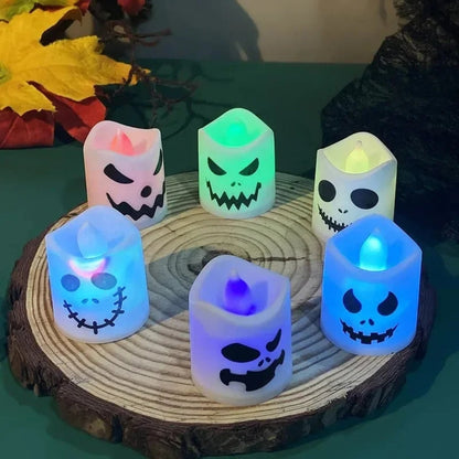 Spooktacular LED Tea Lights with Color-Changing Glow - Set of 6