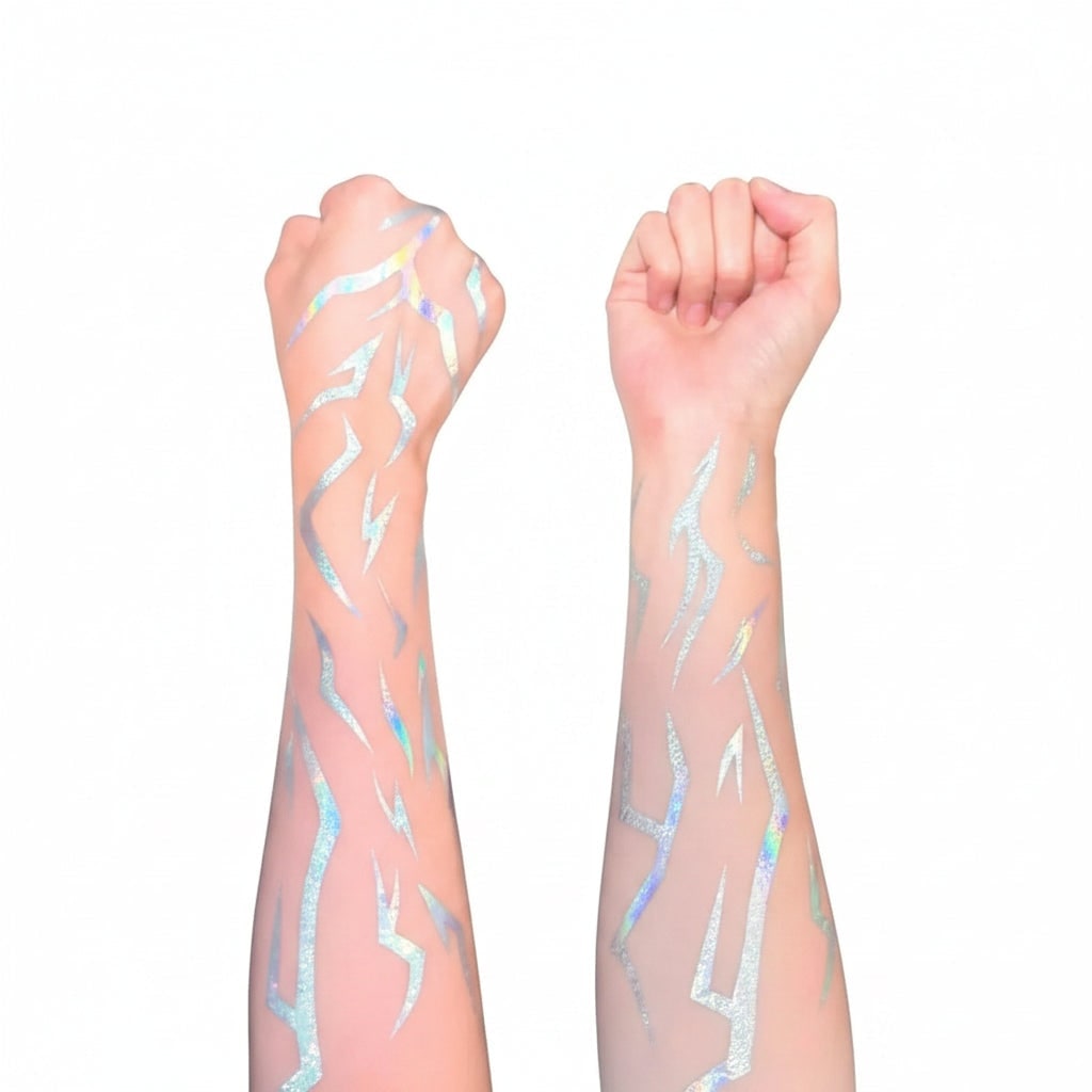 Iridescent Lightning Bolt Temporary Body Art for Halloween