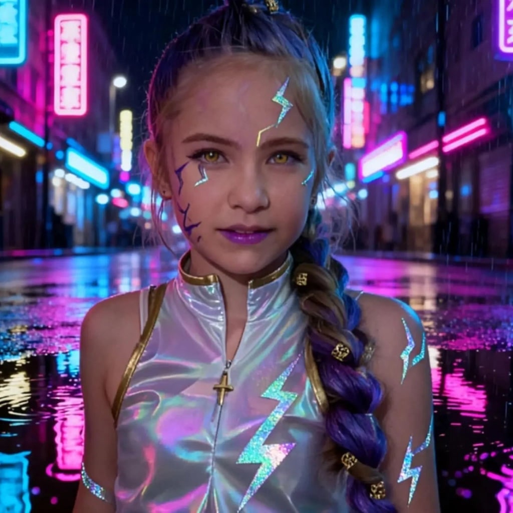 Iridescent Lightning Bolt Temporary Body Art for Halloween