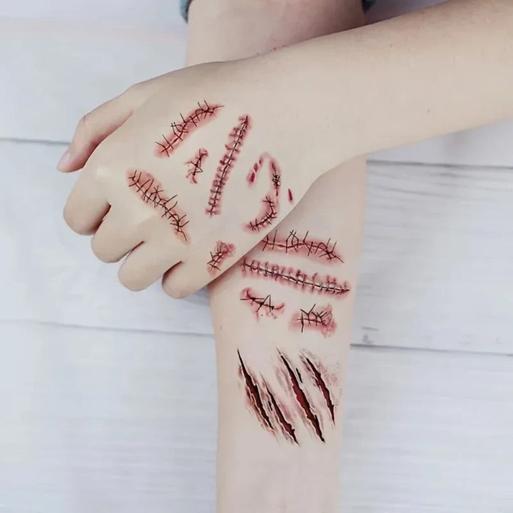 Spooktacular Temporary Body Art with Realistic Wound Designs