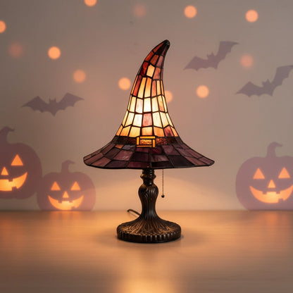 Enchanting Stained Glass Witch Hat Lamp for Halloween Decor