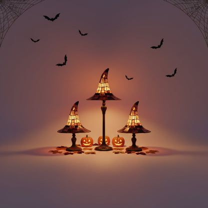 Enchanting Stained Glass Witch Hat Lamp for Halloween Decor