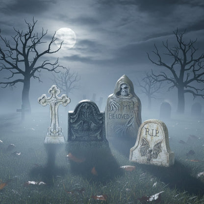 Gothic Graveyard Miniature Tombstone Set for Spooky Decor