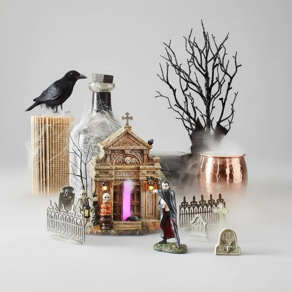 Spooky Resin Grave Marker Set – 4-Piece Halloween Decor